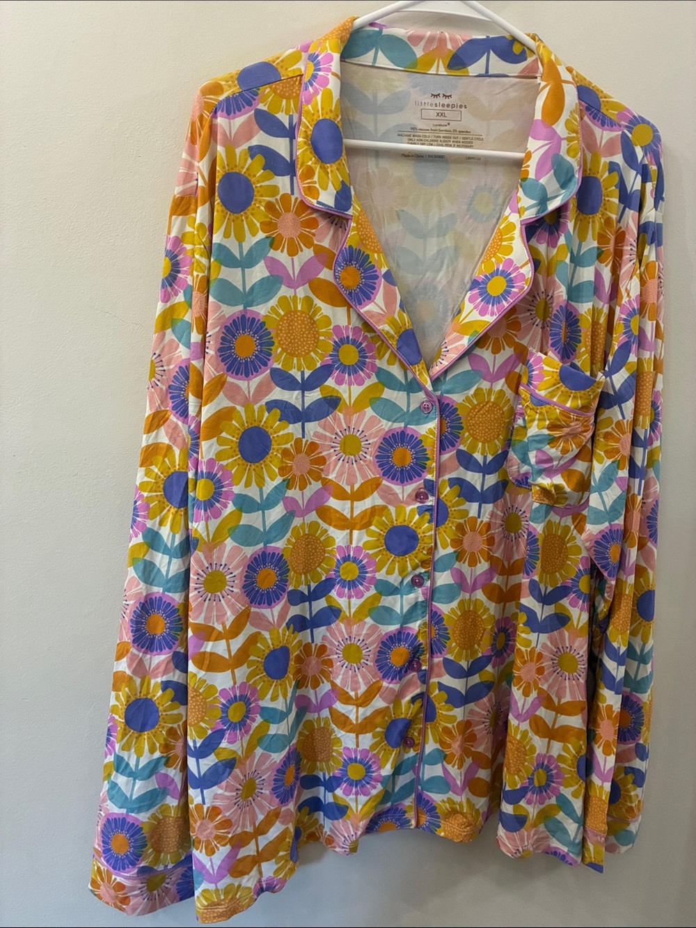 Little Sleepies women’s XXL  Floral Sunshine Pajama Set - Pink & Yellow - Picture 2 of 10